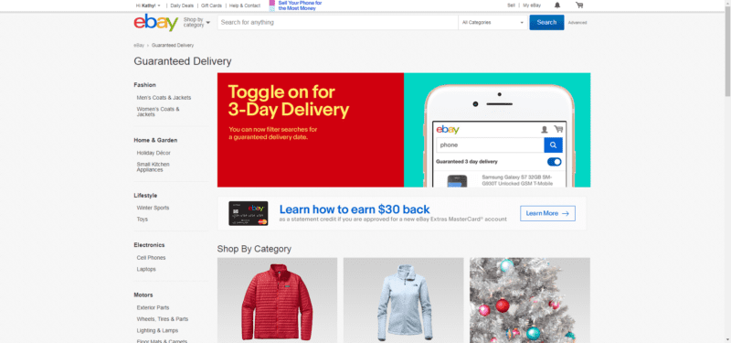 With the toggle option, only items in eBay's Guaranteed Delivery Program are shown. #GuaranteedDelivery