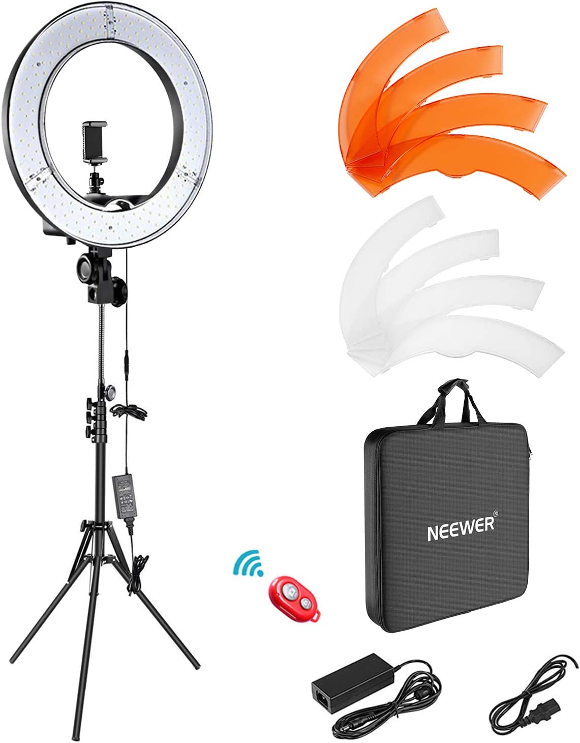 <br />
Neewer Ring Light Kit:18"/48cm Outer 55W 5500K Dimmable LED Ring Light